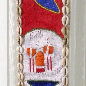 Old Colorful Yoruba Beaded Diviner's Panel Wall Hanging Art Nigeria Africa